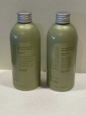 Hey Humans Naturally Derived Banana Aloe Body Lotion 2 bottles